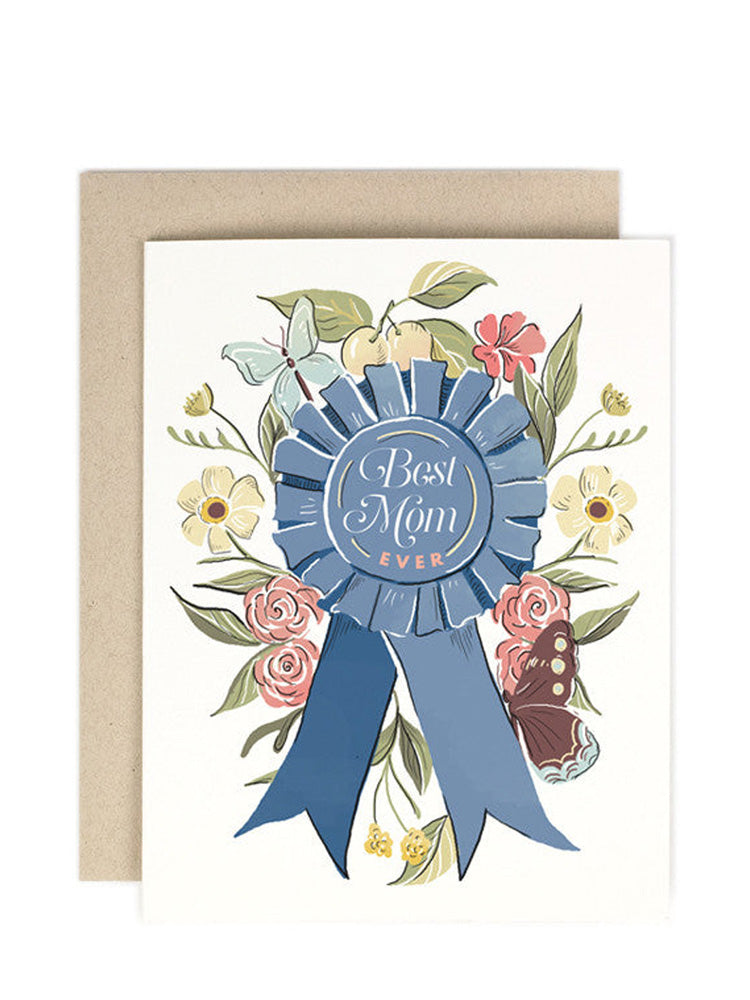 Mother's day card Best Mom Ever rosette