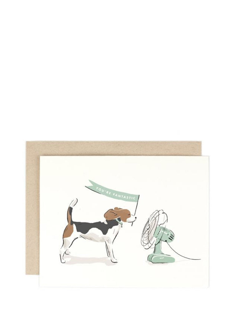 You're FANtastic banner beagle, congratulations card