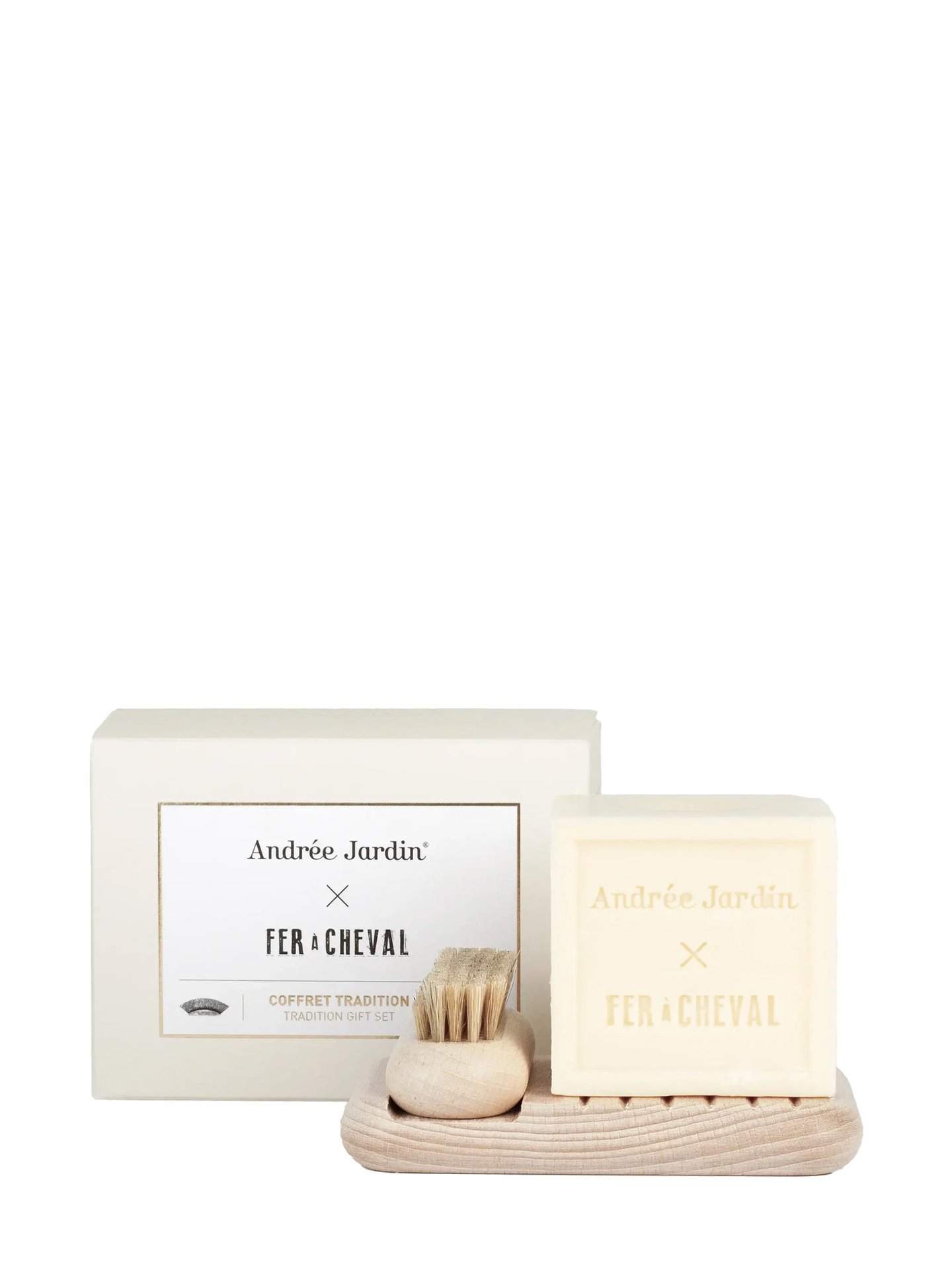 Andrée Jardin gift set, light wood w/ vegetable soap