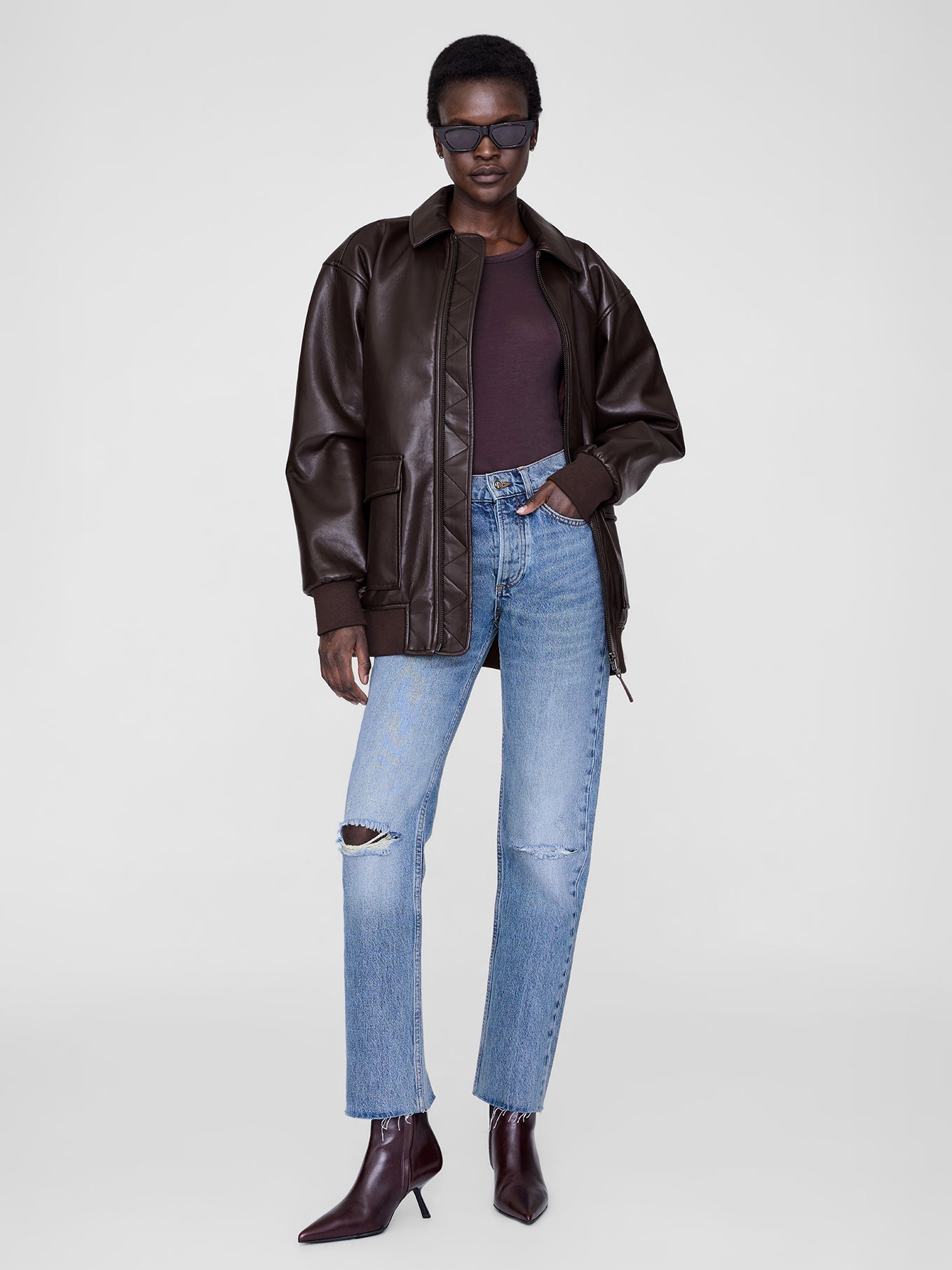 Kelanie leather jacket, deep brown