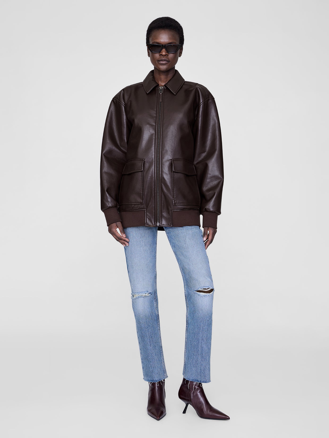 Kelanie leather jacket, deep brown