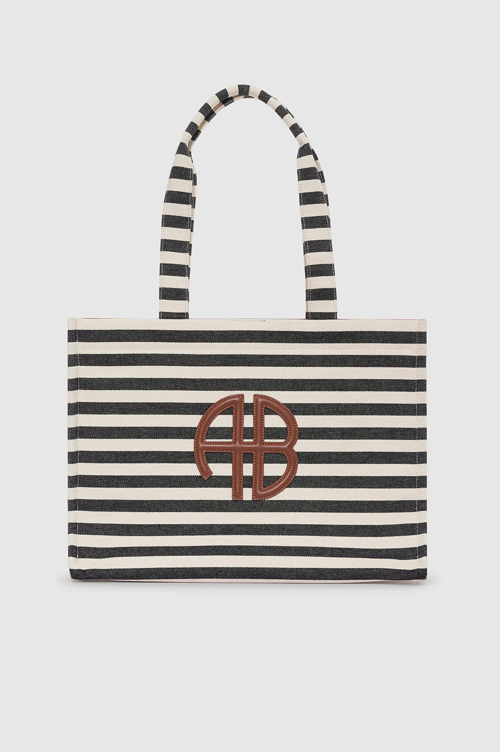 Lara tote, black and natural stripe