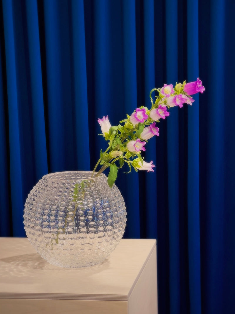 Large Globe hobnail vase, crystal clear (24cm)