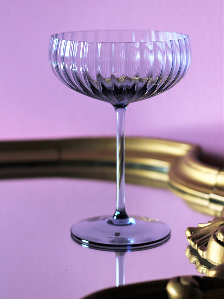 Lyon champagne saucer, smoke blue