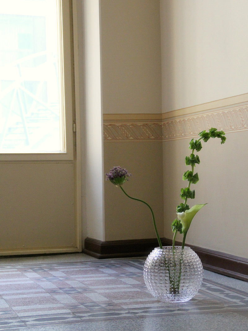 Large Globe hobnail vase, crystal clear (24cm)