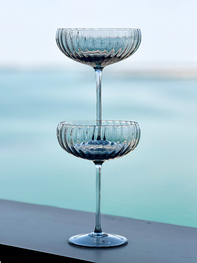 Lyon champagne saucer, smoke blue