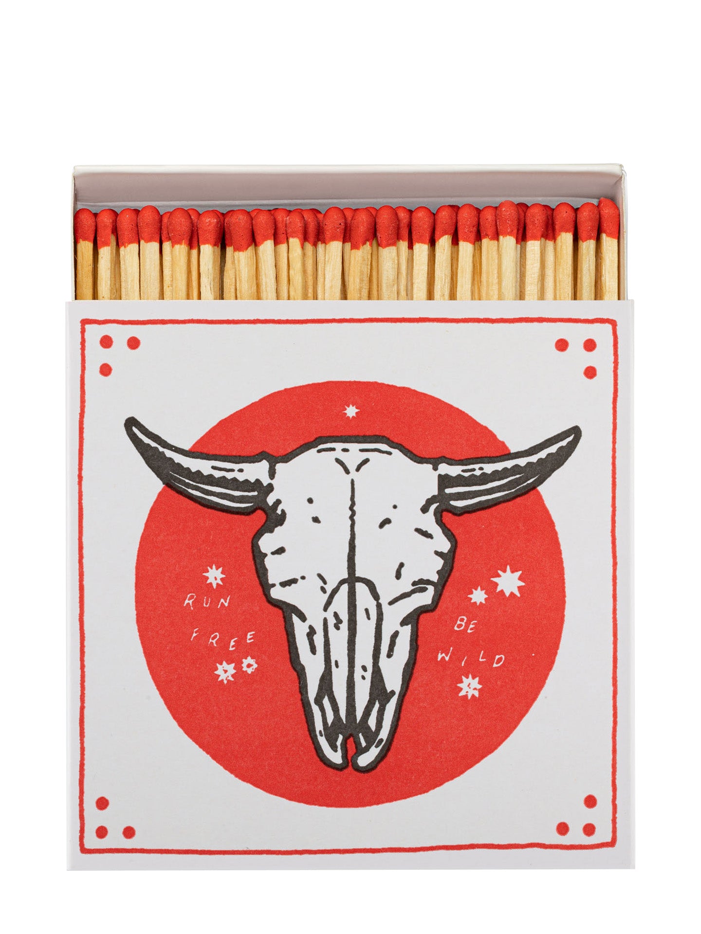 Cattle skull matchbox with Saint No