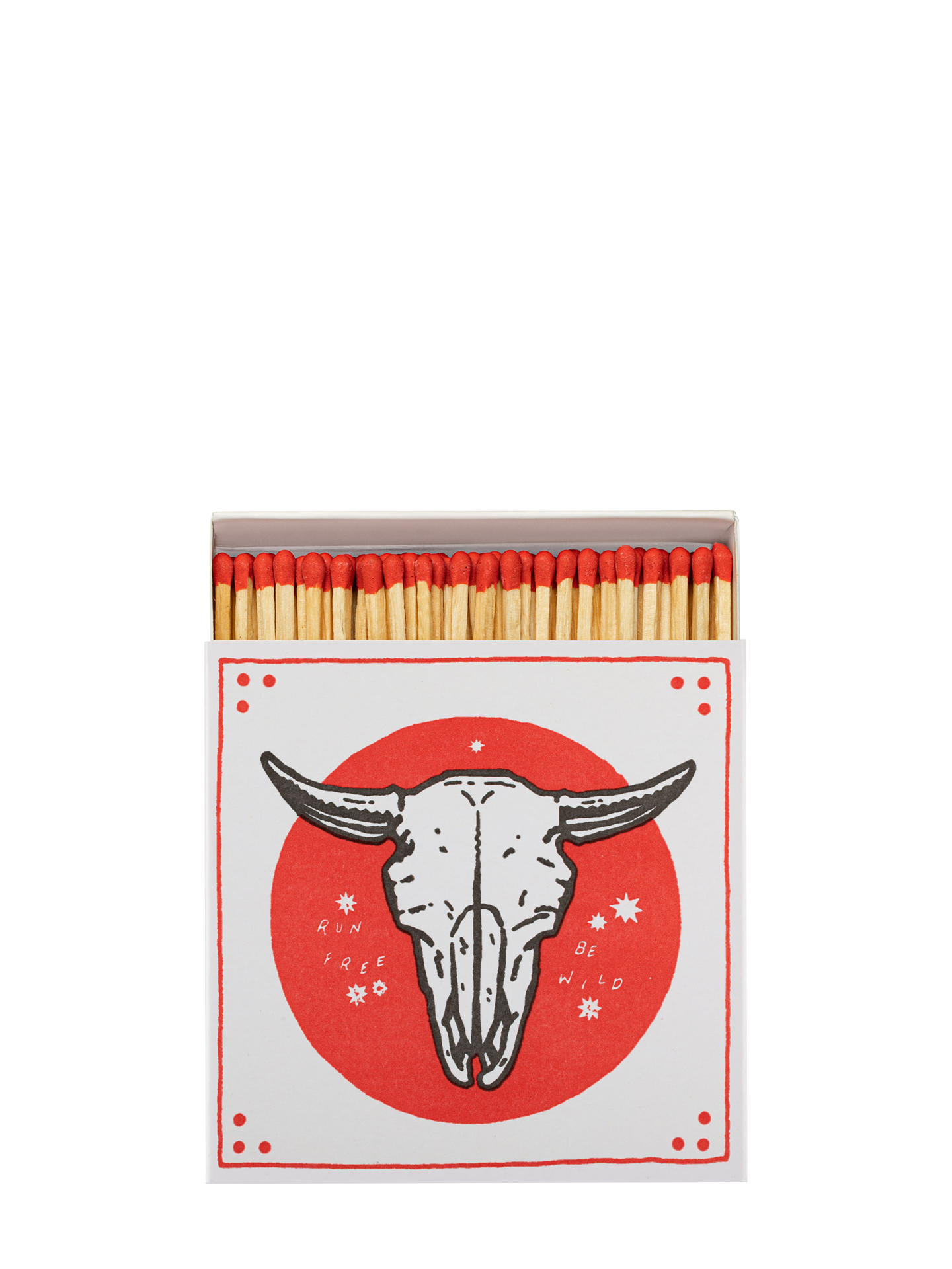 Cattle skull matchbox with Saint No
