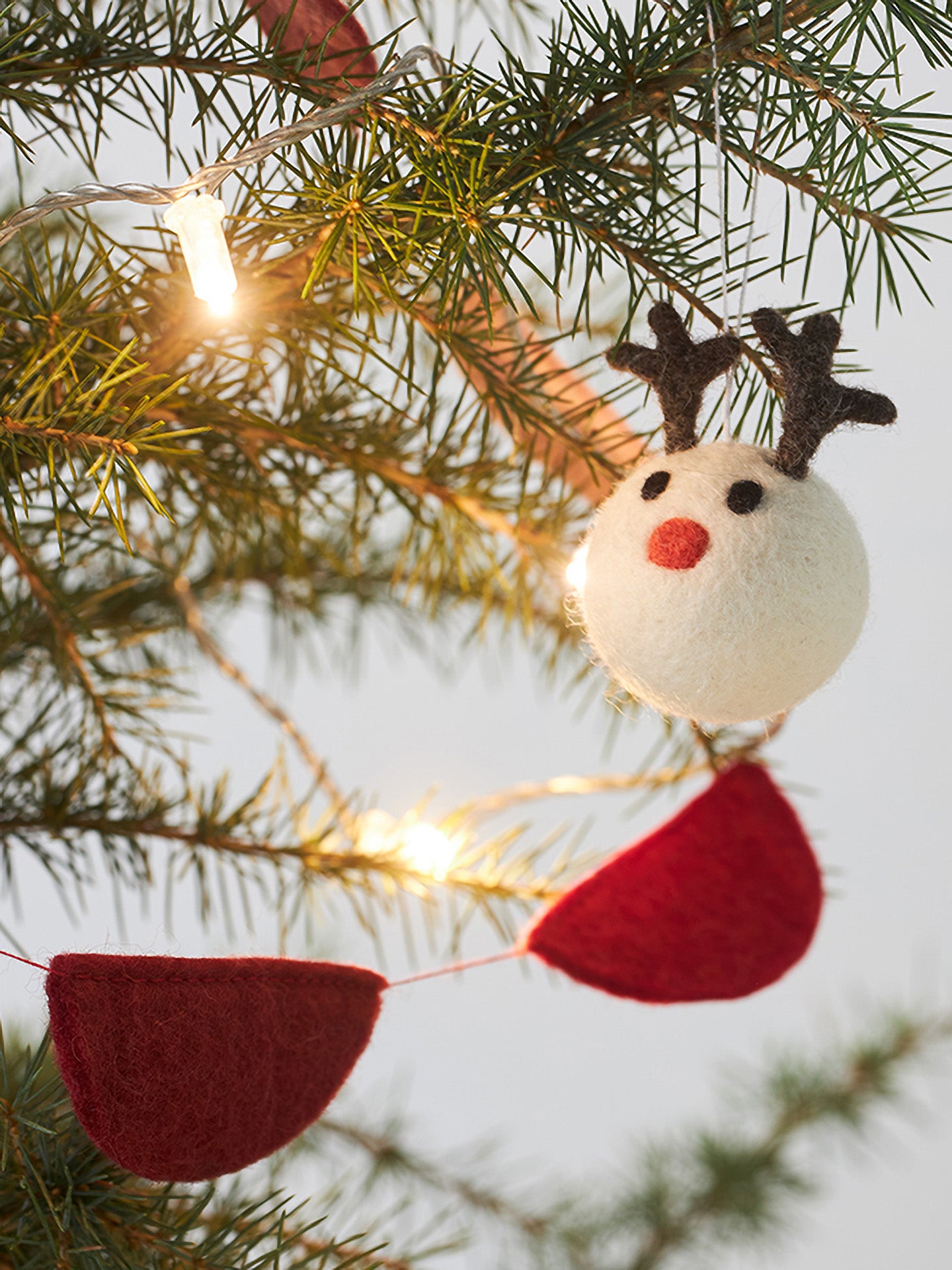 Reindeer woollen hanging ornament