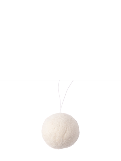 Woollen ball hanging ornament, solid ivory