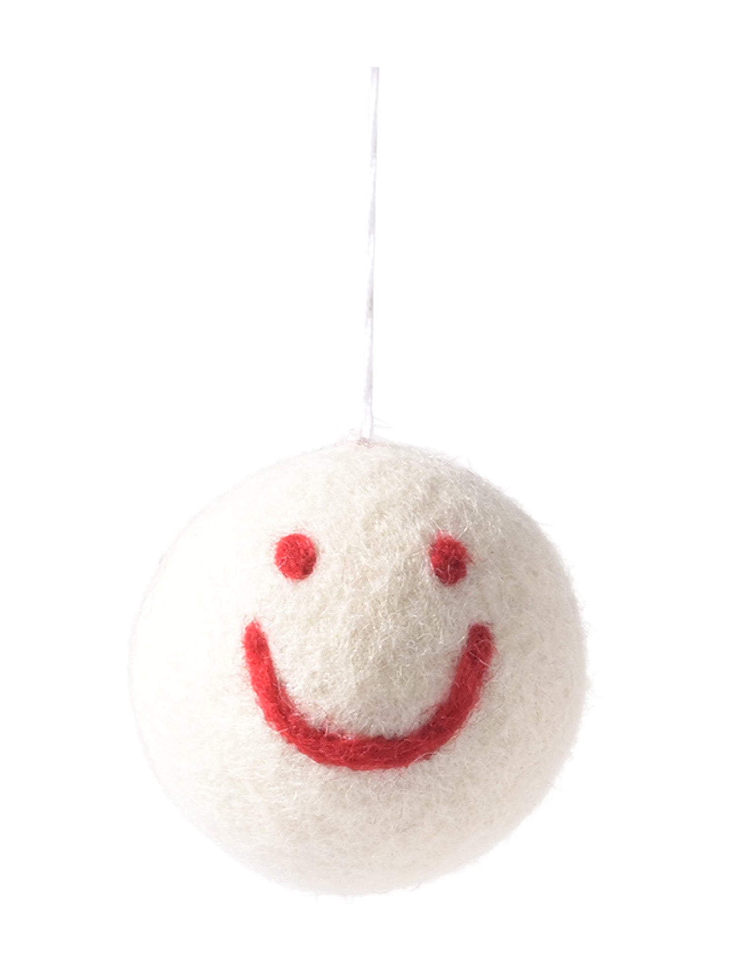 Woollen Smiley hanging ornament, white-red
