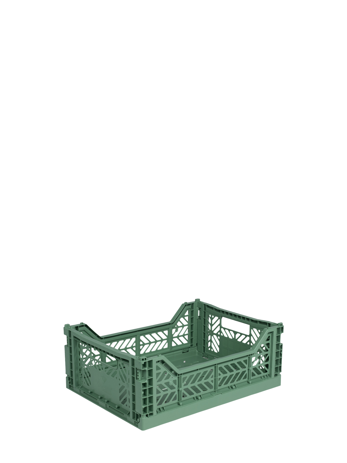 Easy to fold when not in use, the Aykasa medium size plastic storage crate in Almond green can be stacked on top of each other and the colour range has a perfect hue for any room.