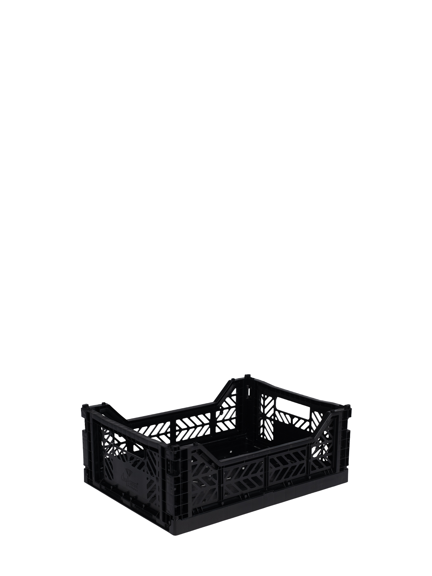 Easy to fold when not in use, the Aykasa medium size plastic storage crate in Black can be stacked on top of each other and the colour range has a perfect hue for any room.