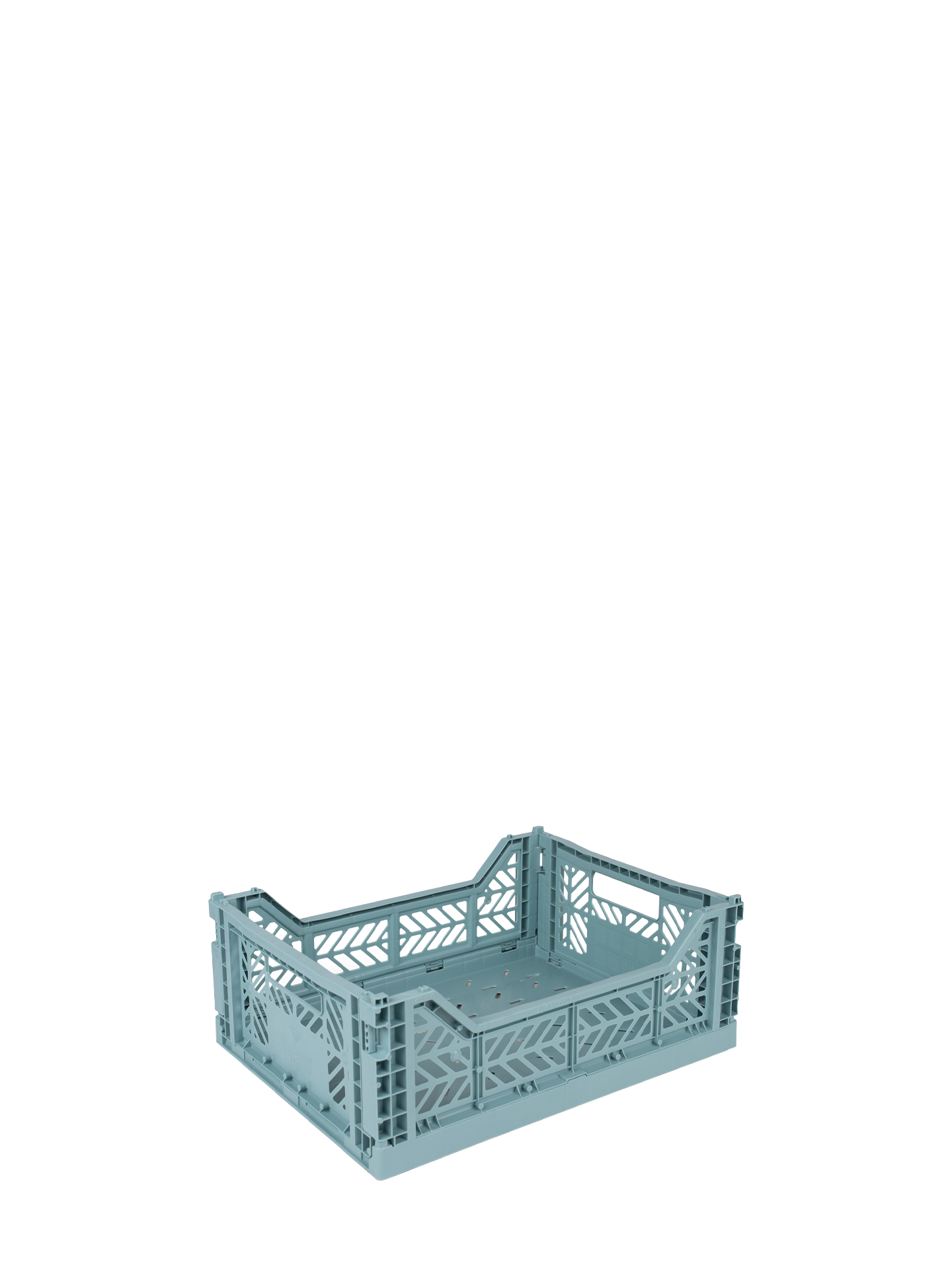 Easy to fold when not in use, the Aykasa medium size plastic storage crate in Teal green can be stacked on top of each other and the colour range has a perfect hue for any room.