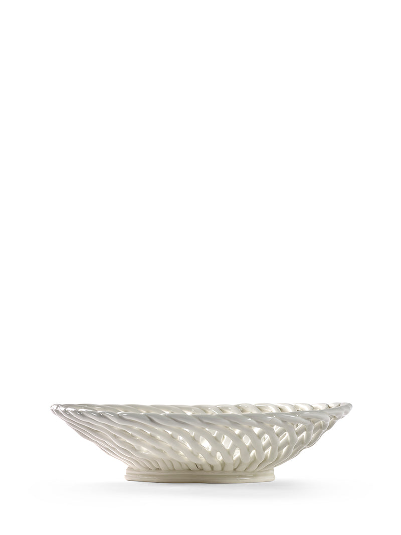 Decorative bowl with a white marble pattern on a white background