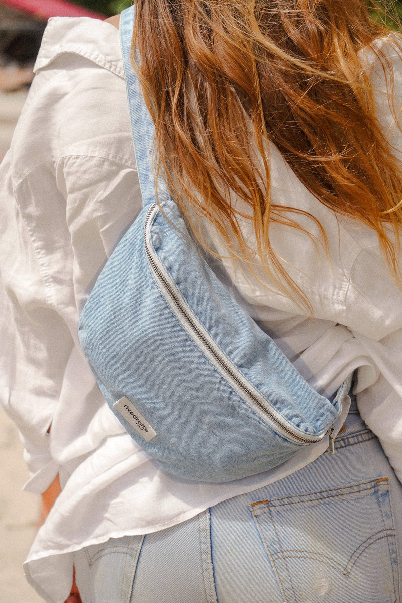 Custine waist bag, salted washed denim