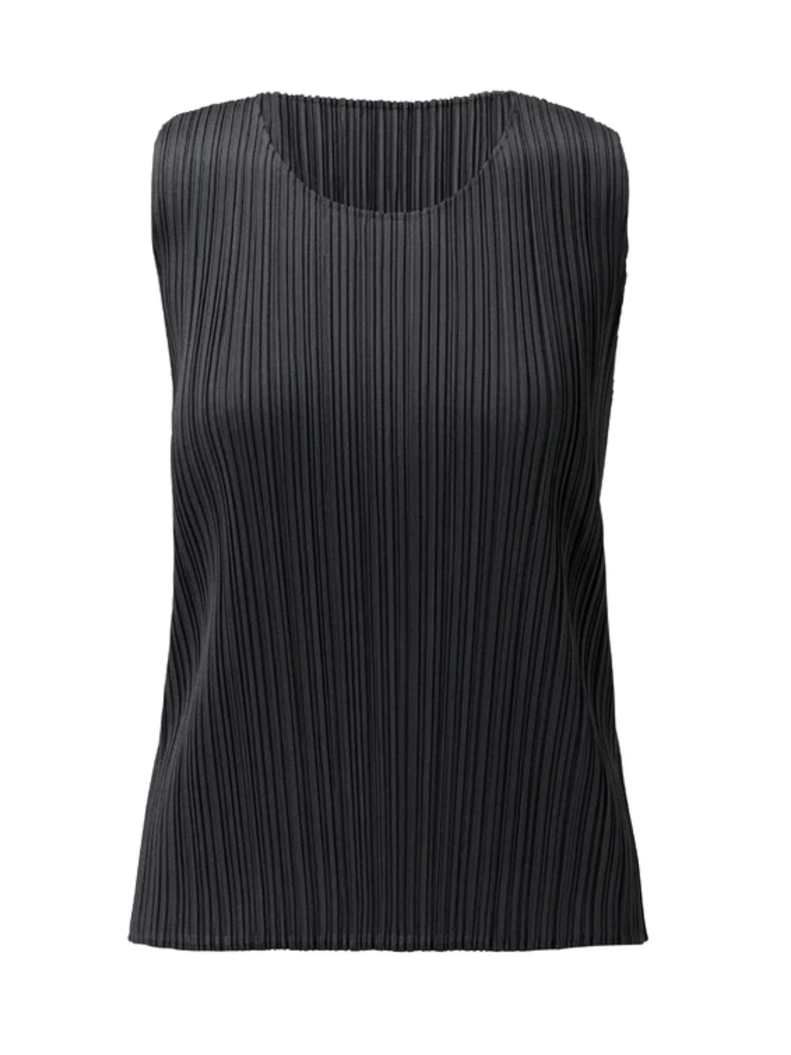 Sleeveless basics pleated top, black (carryover)
