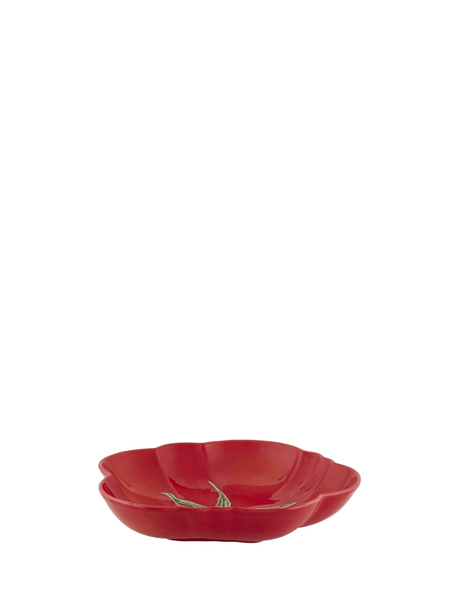 Red ceramic bowl on a white background