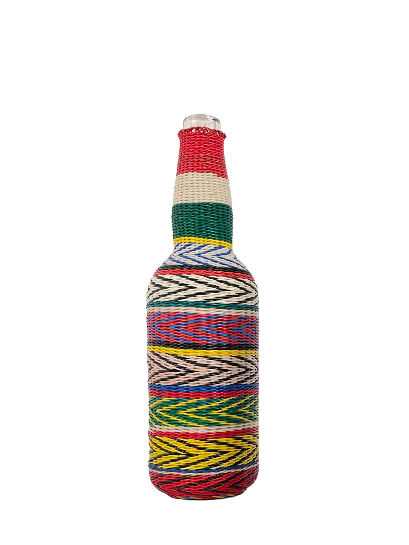 Artisanal Balkan woven glass bottle