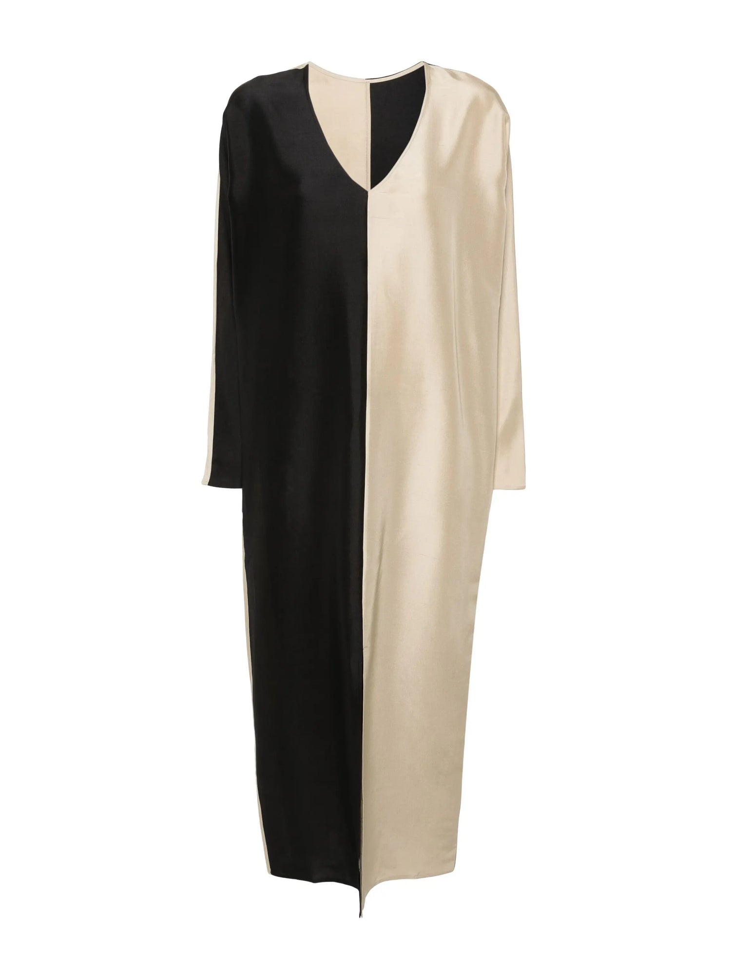 LUCINE colour-block silk dress, black-beige