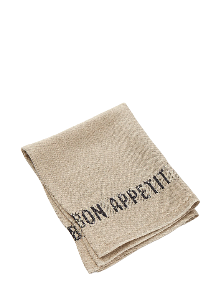 Linen placemat Bon Appetit, lin/noir