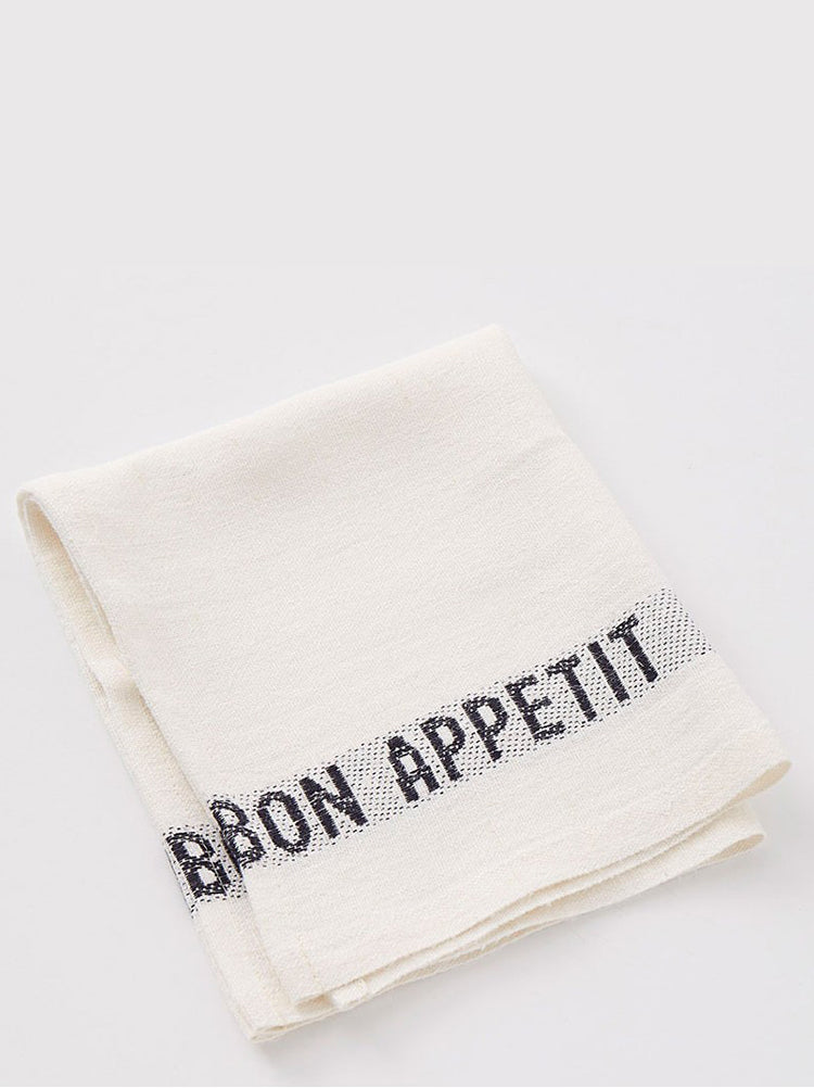 Linen placemat Bon Appetit, blanc/noir