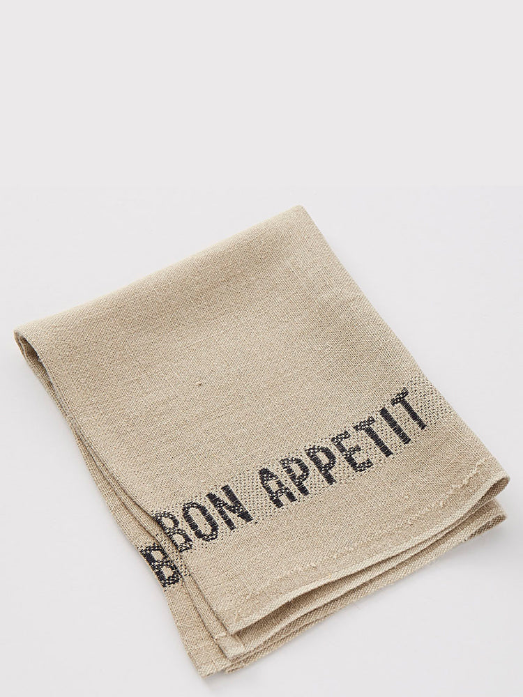 Linen placemat Bon Appetit, lin/noir