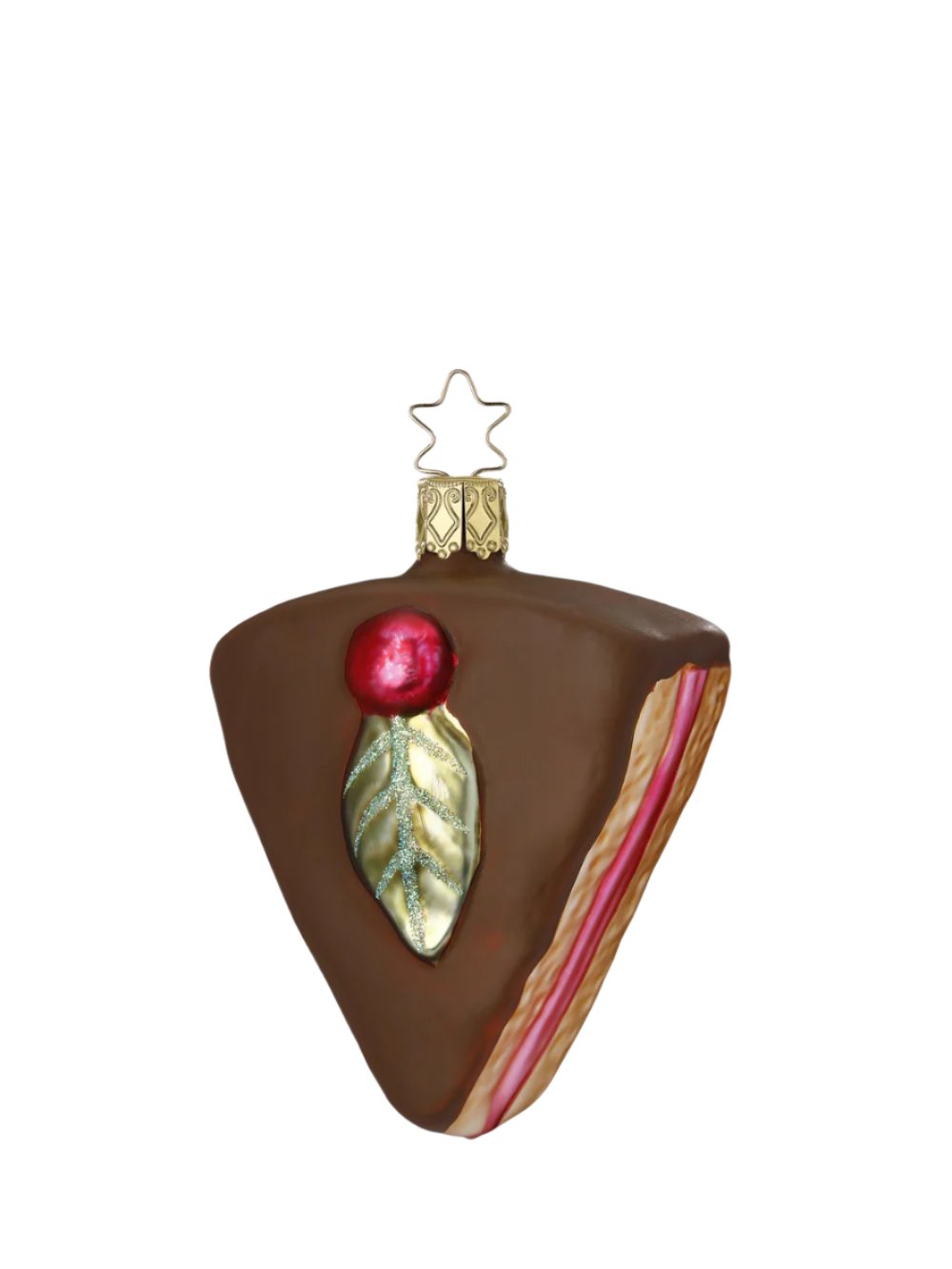 Chocolate Cake glass ornament, brown (9 cm)