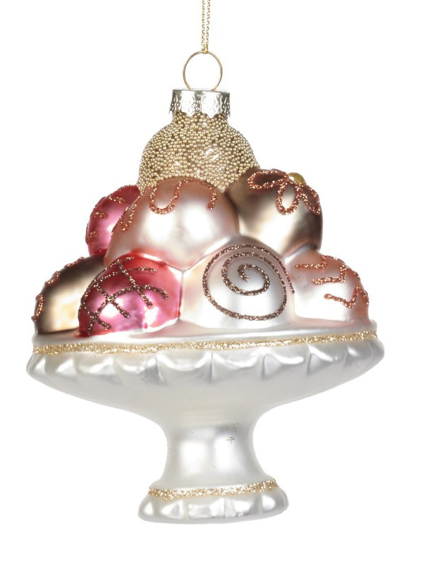 Chocolate bonbon on stand glass ornament (13 cm)