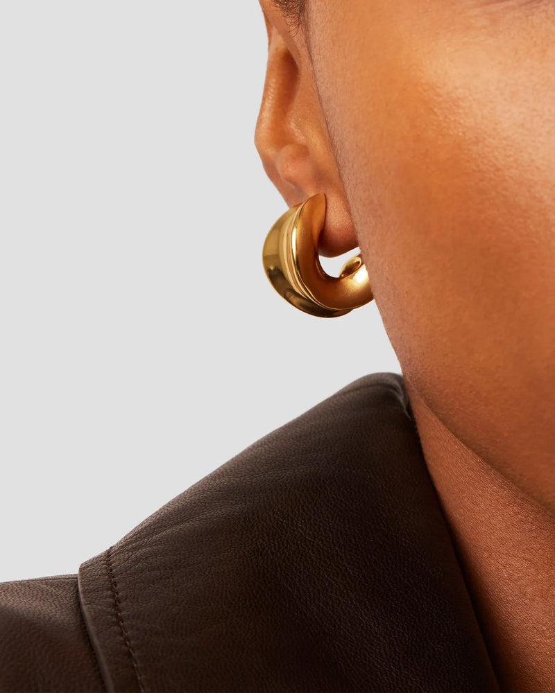 Chunky doune hoop earrings, gold