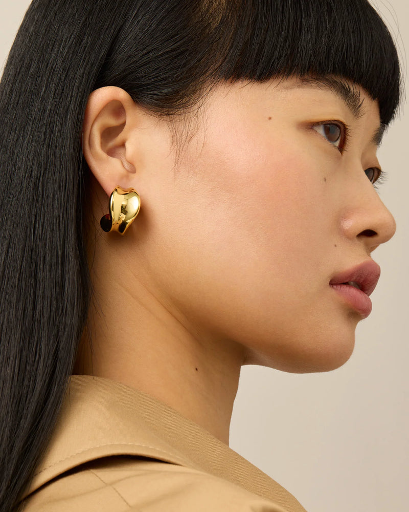 Chunky doune hoop earrings, gold