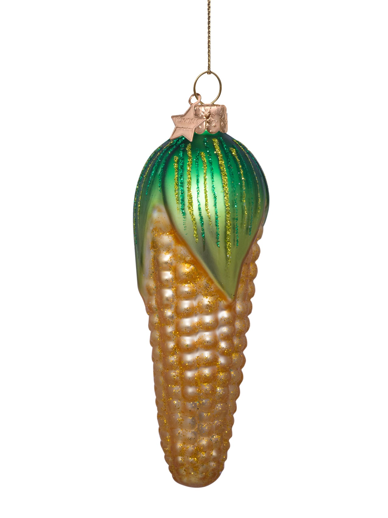 Corn shaped glass ornament.