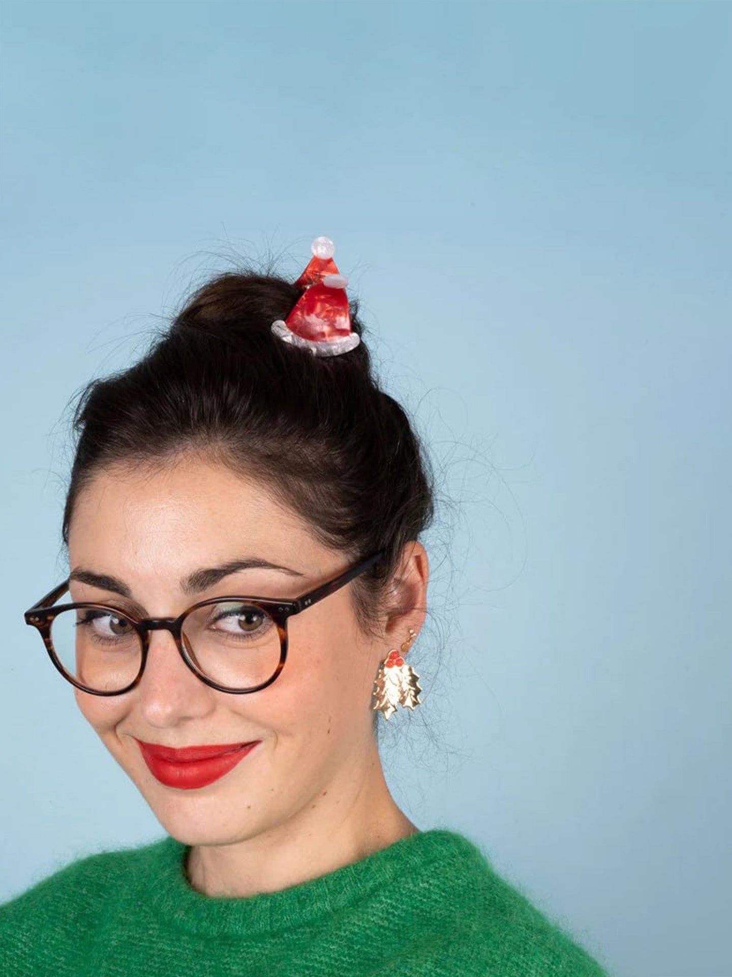 Christmas hat hair claw