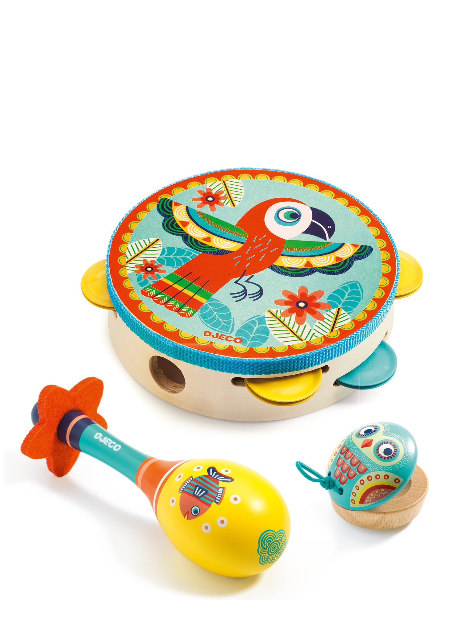 Tambourine, maracas & castanet Instrument Set