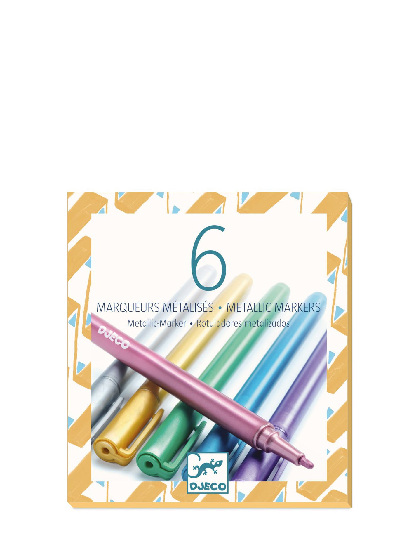 6 metallic markers: silver, gold, green, blue, purple and antique rose