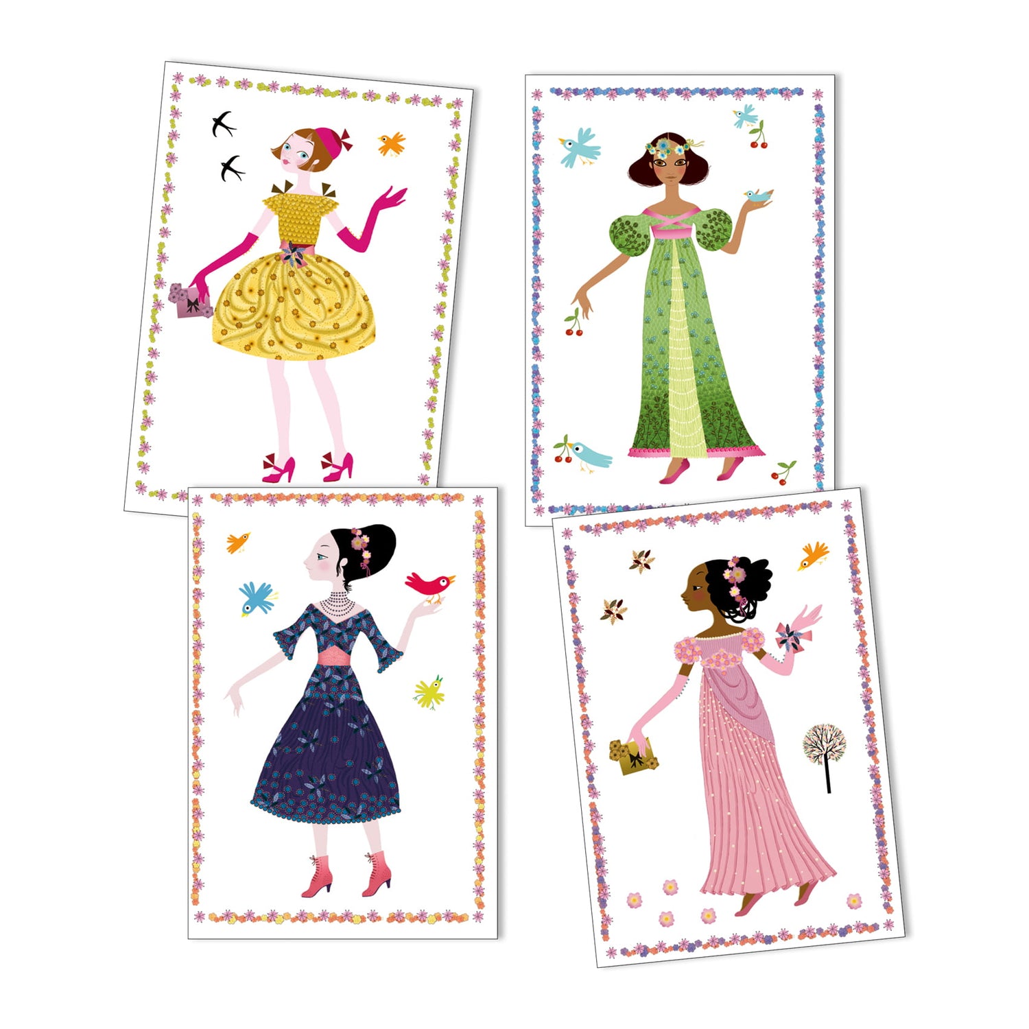 Fashion paperdolls with repositionable stickers: Dresses through the season