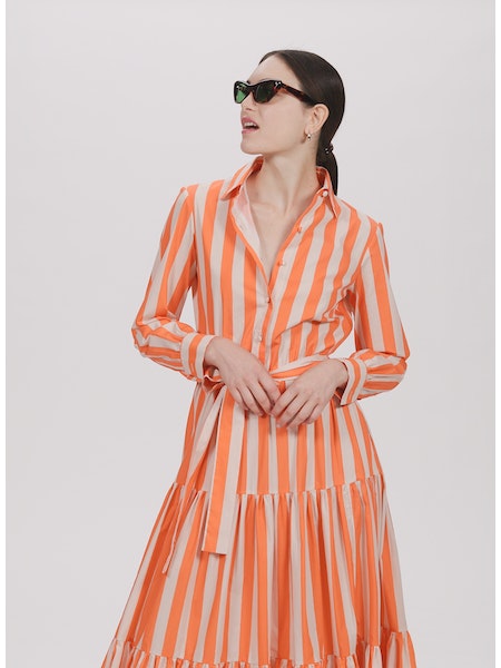 Bellini riviera silk twill dress, orange