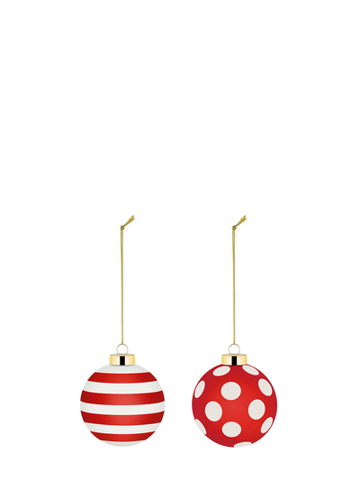 Delight stripes & dots Christmas baubles, set of 2
