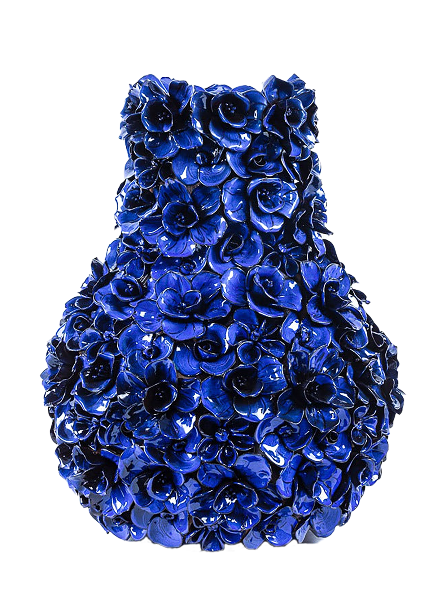 Vase deco with flowers, Blue (H 49cm)