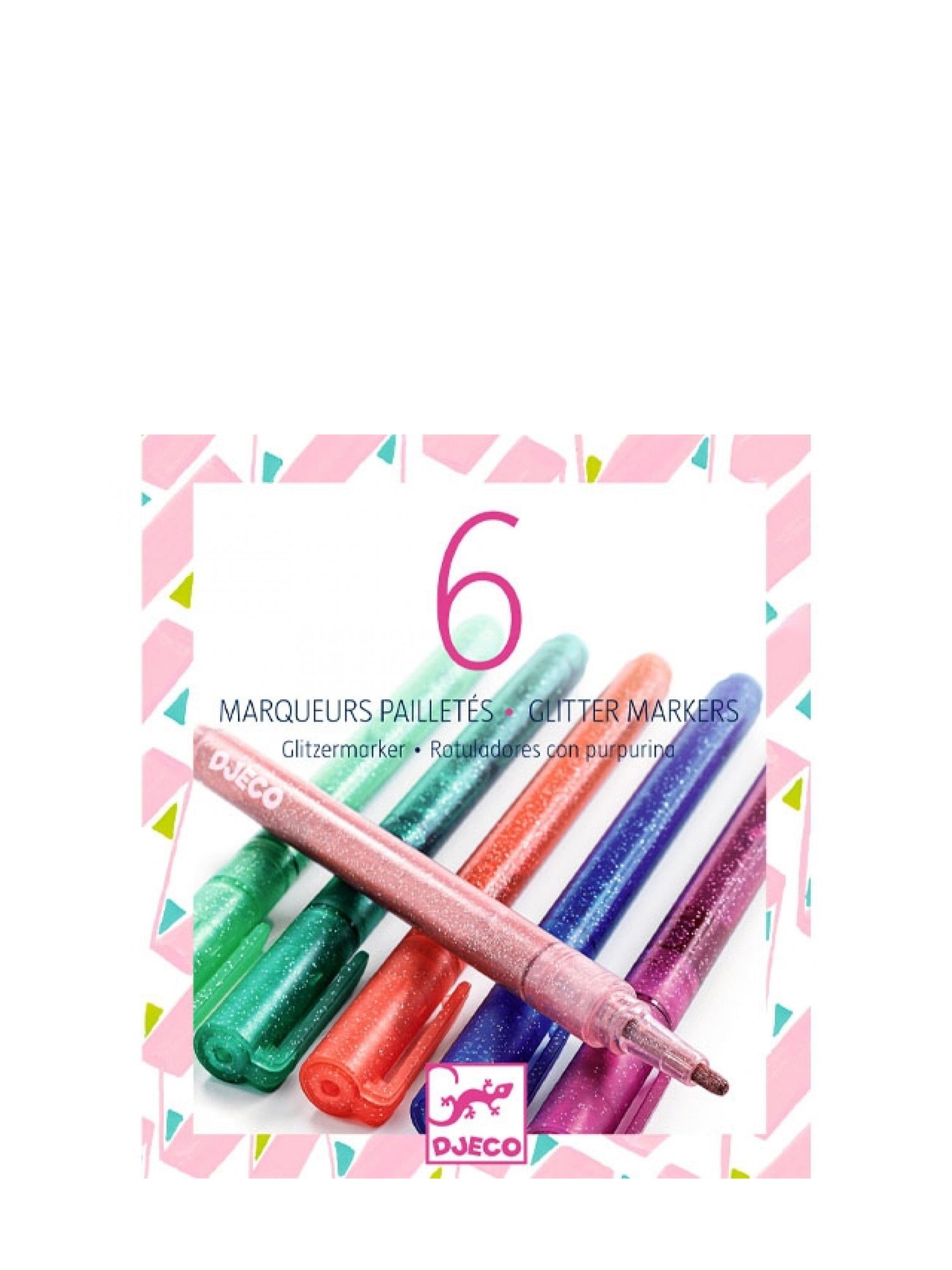6 glitter markers, sweet