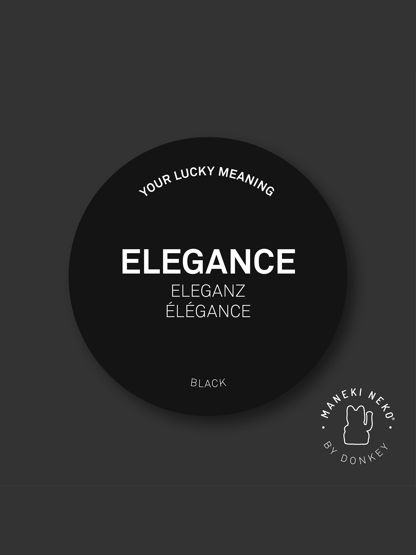 Waving Lucky Cat, Black (elegance)