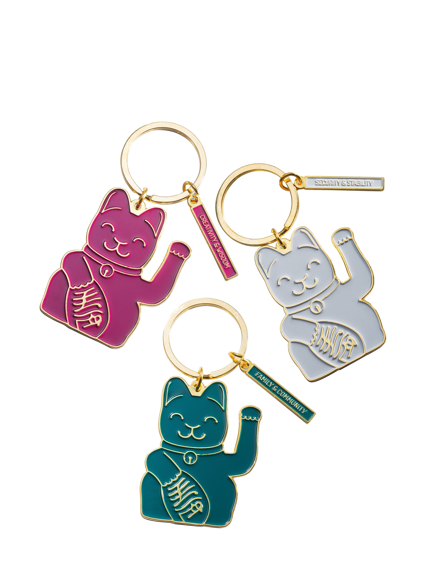Lucky Cat Key Ring, 3 colours