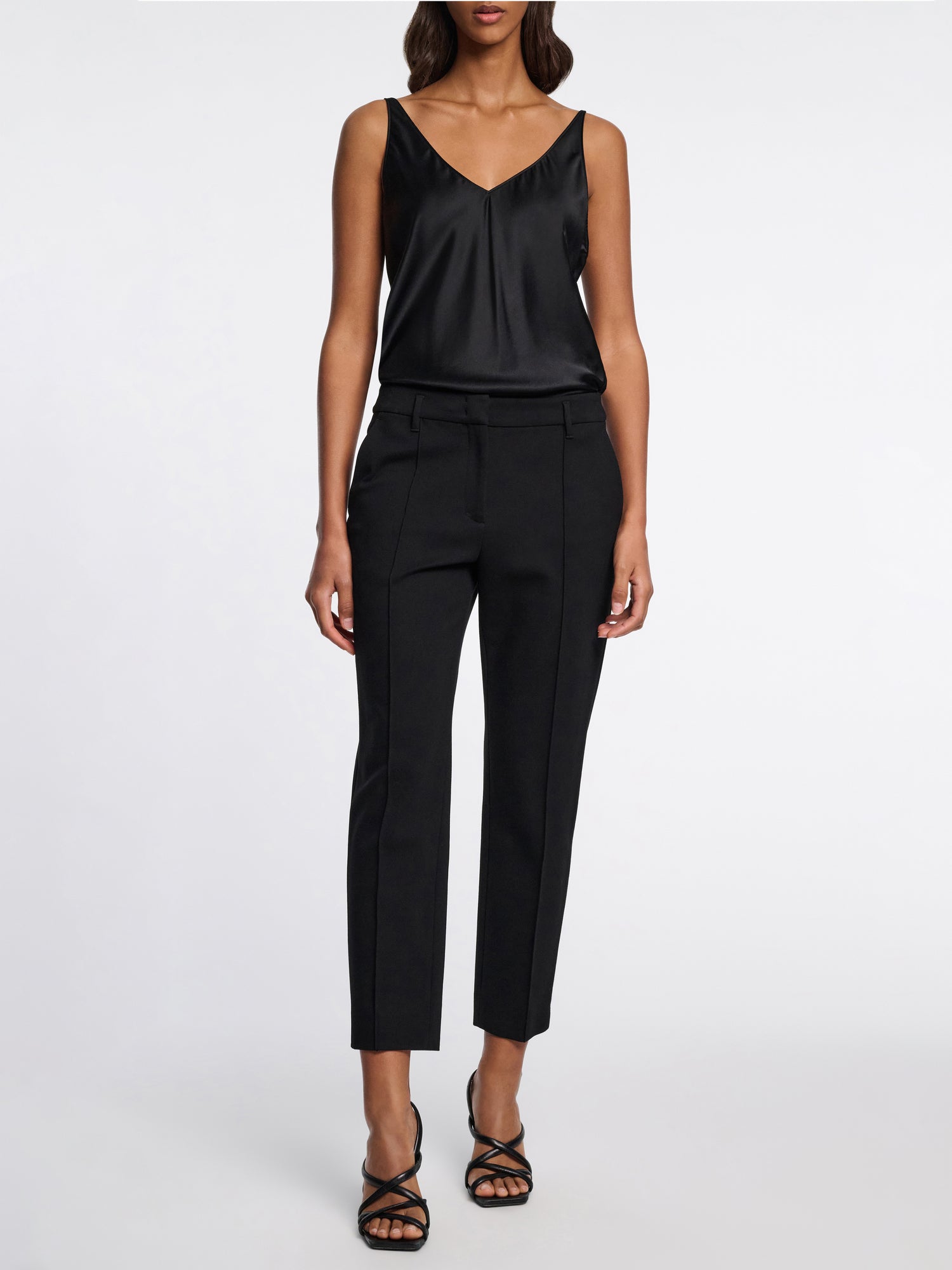 Tapered-leg trousers in Punto Milano, black
