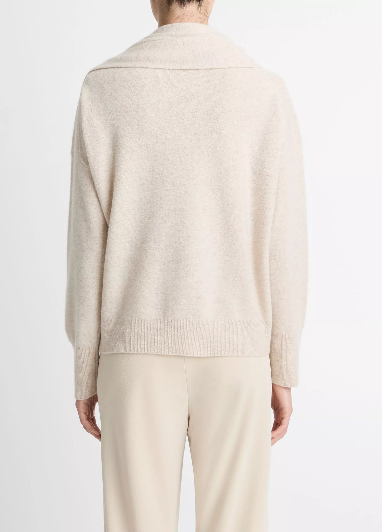 Draped Crew Neck Sweater, Cream