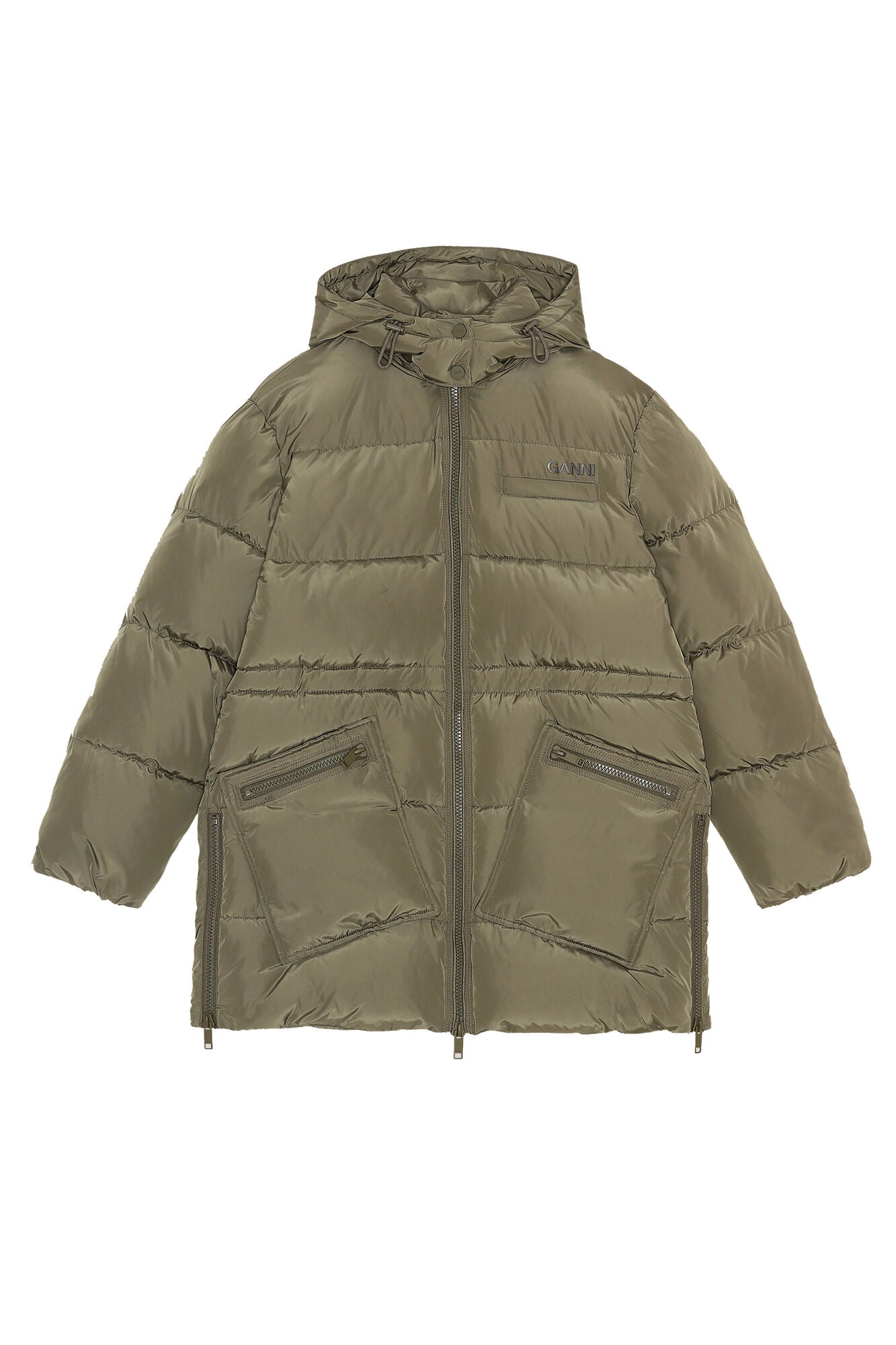 Tech Midi puffer jacket, olive