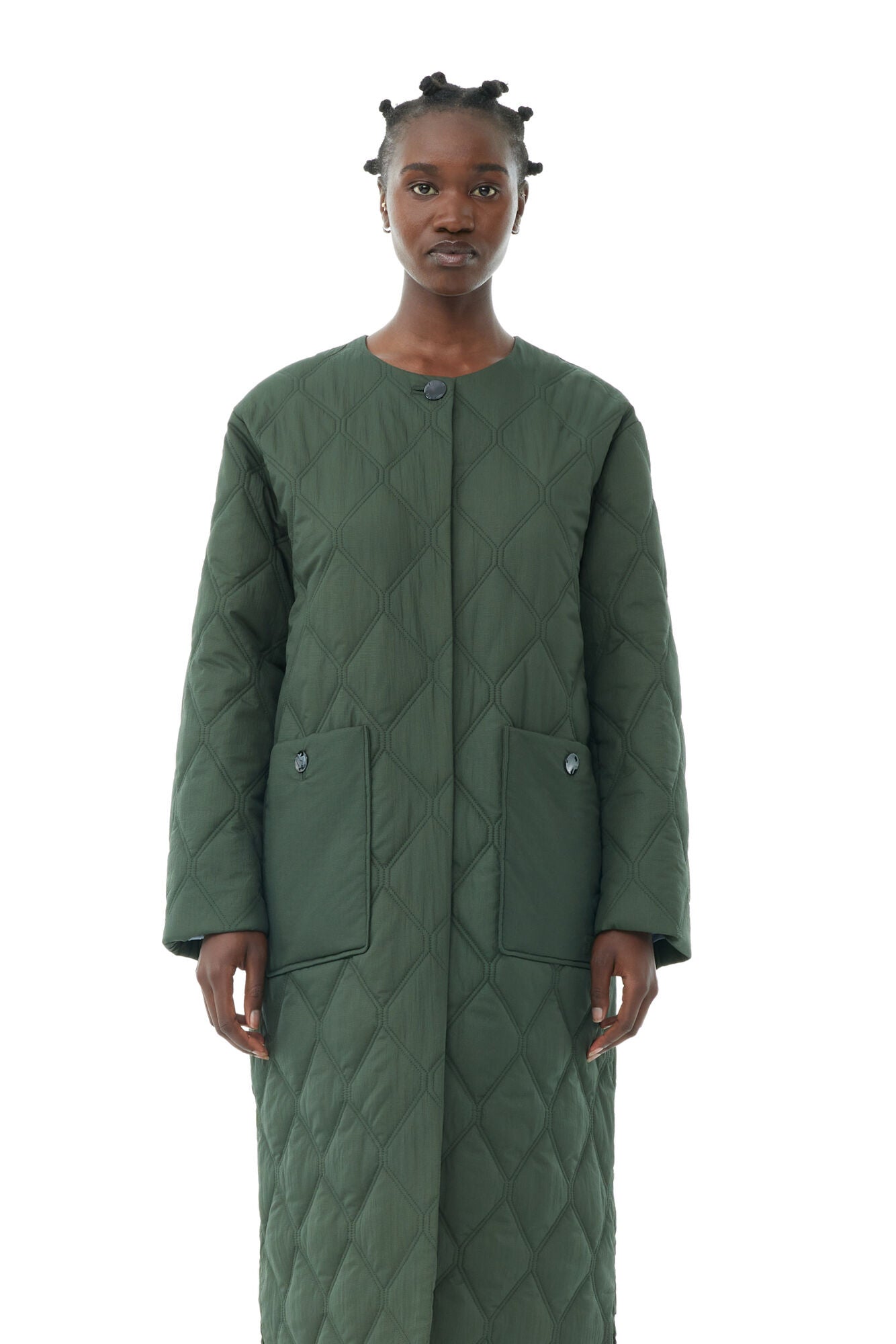 Quilt Long Coat, green