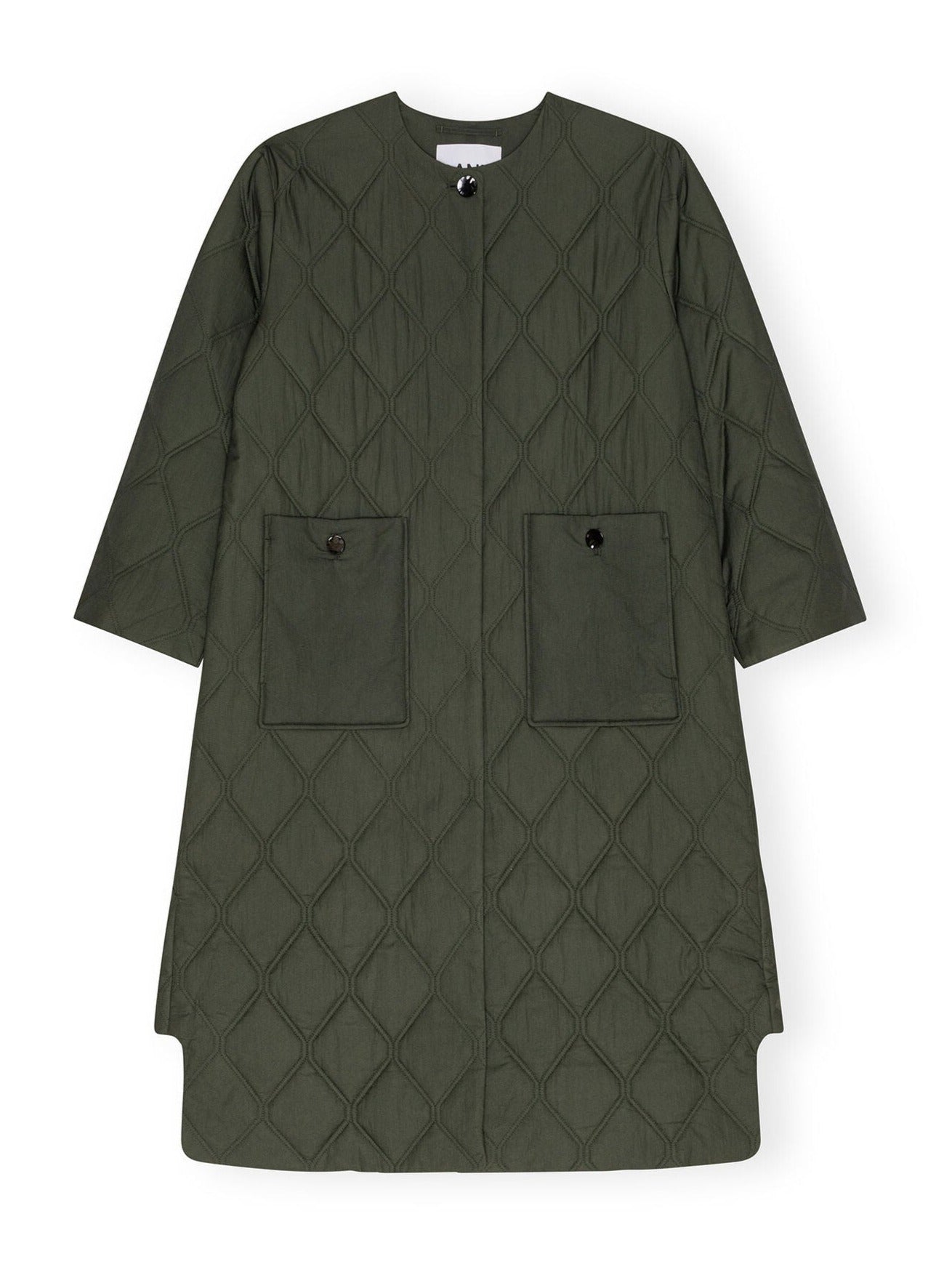 Quilt Long Coat, green