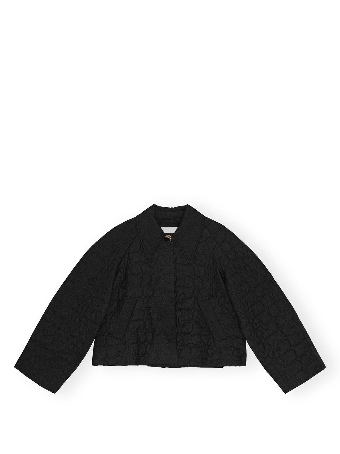 Cropped Quilt Jacket, black