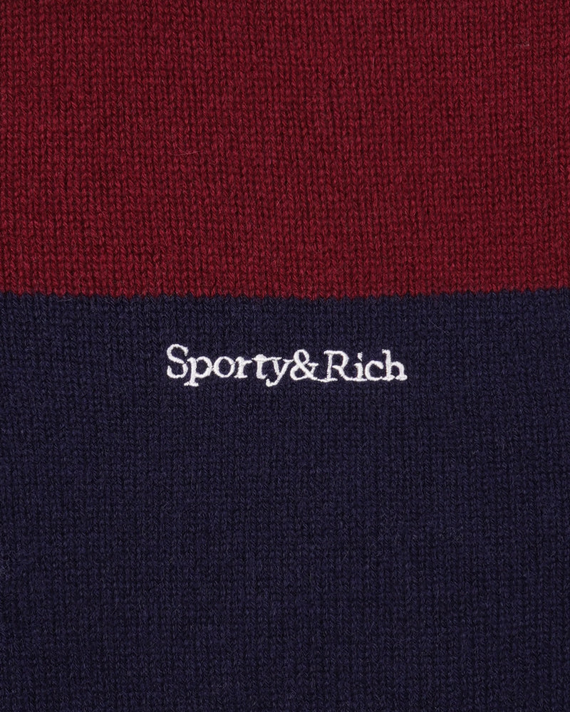 Serif logo cashmere rugby polo, merlot-navy
