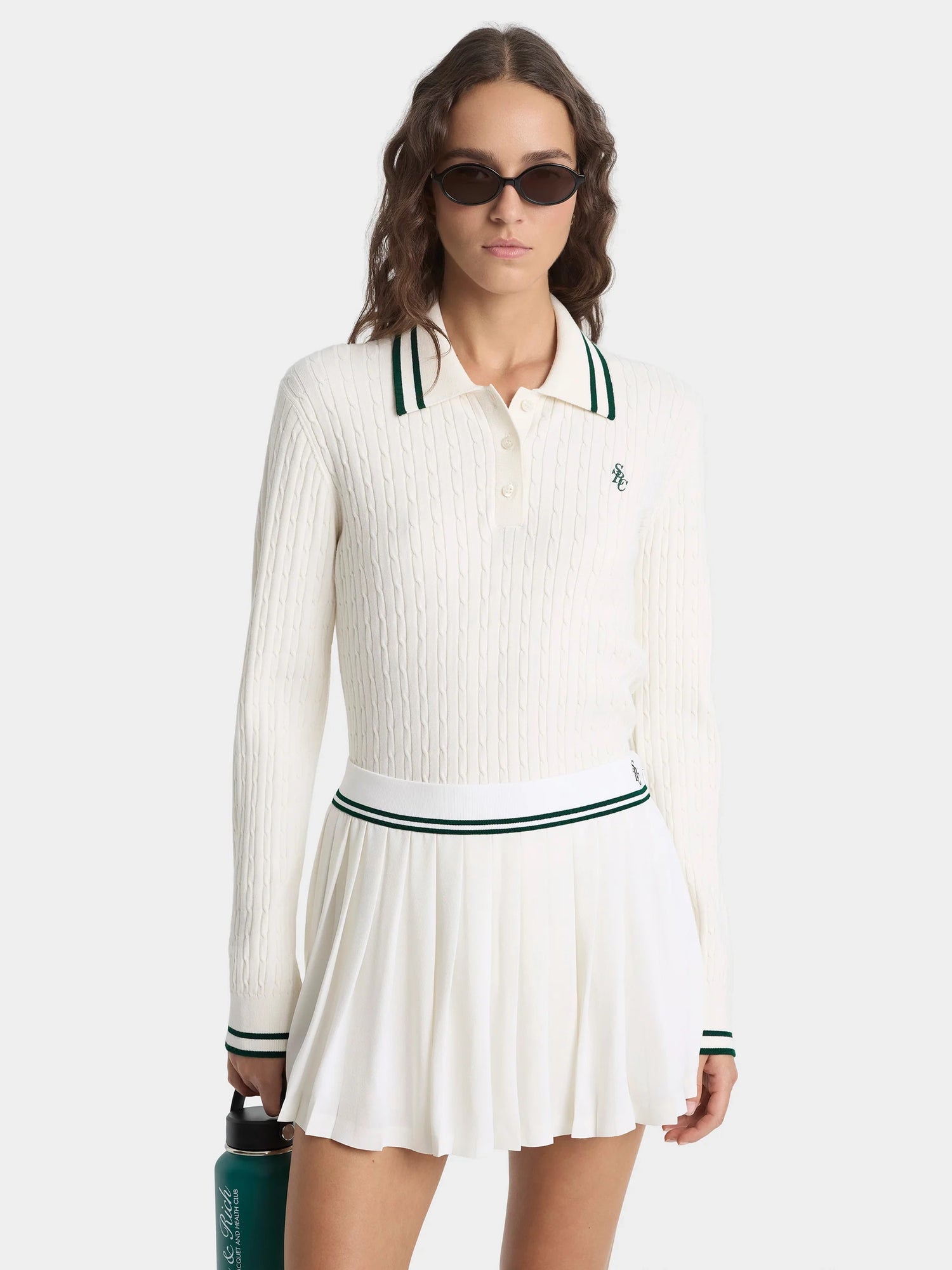 SRC logo Abigail skirt, ecru-forest green